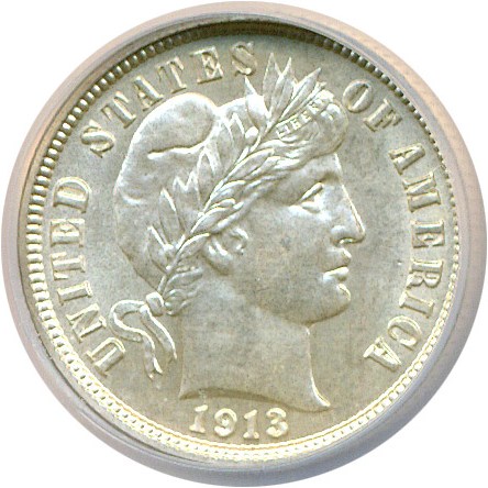 image for: 1913-S 10c  NCS Unc. Details (Improperly Cleaned)