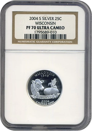 image for: 2004-S 25c Wisconsin-Silver NGC Proof 70 UCameo