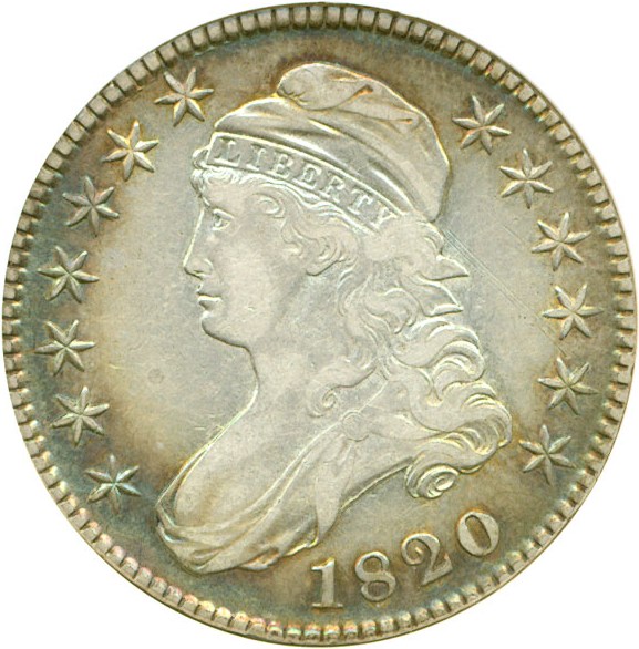 image for: 1820 50c DGS XF40  (Obverse Scratch)
