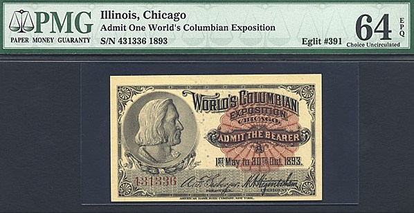 1893 Eglit #391 One Admission Ticket (Fr. 20180)