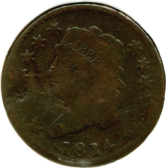 image for: 1814 1c Cross 4, S-294 DGS G4 (Damaged,  Corroded )