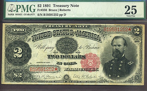 image for: Fr.358 1891 $2  PMG VF25  [B19591252]