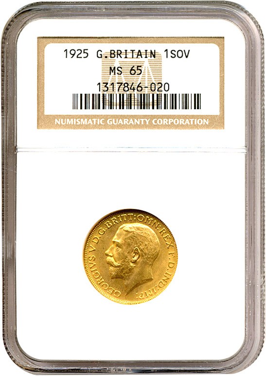 image for: Great Britain: 1925 Sov  NGC MS65   