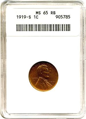image for: 1919-S 1c ANACS MS65 RB