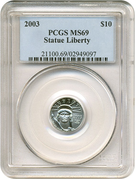 image for: 2003 $10 Platinum Eagle PCGS MS69 