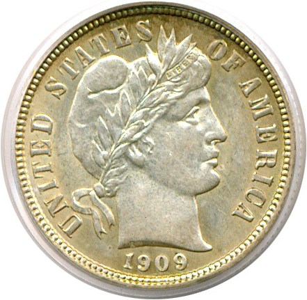 image for: 1909-D 10c  PCGS MS62 *Reverse Color*