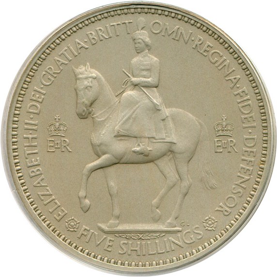 image for: Great Britain: 1953 5 Shil Matte PCGS Proof 65 (S-4136)
