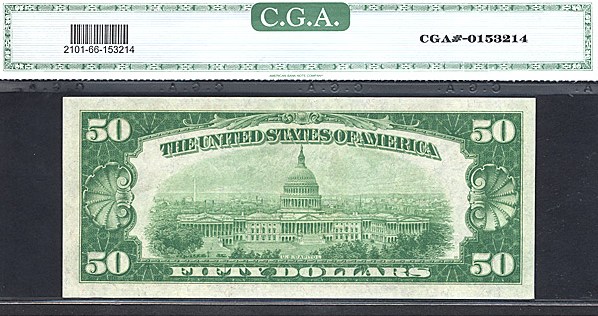 image for: Fr.2101I 1928A $50  CGA Gem CU66  [I00094806A]