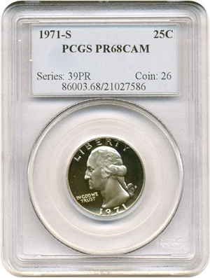 image for: 1971-S 25c PCGS Proof 68 Cameo
