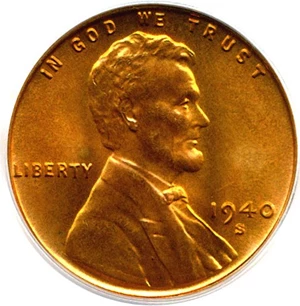 image for: 1940-S 1c PCGS MS67 RD