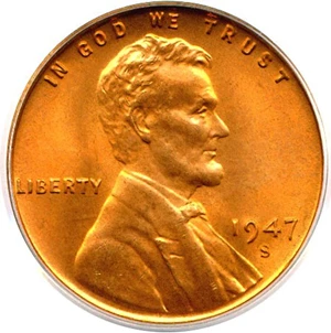 image for: 1947-S 1c PCGS MS67 RD