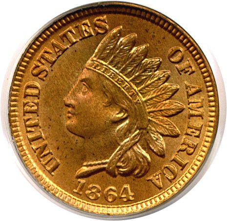 image for: 1864 1c Bronze PCGS MS65 RD