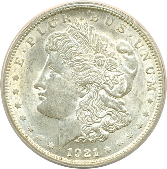 image for: Top 100 VAM: 1921 $1 Morgan VAM 26 ANACS AU55