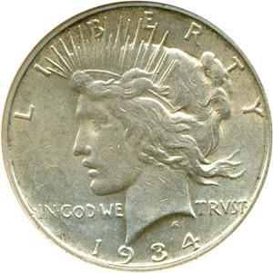 image for: Top 50 VAM: 1934-D $1 VAM 4 DD Obv Sm D ANACS AU58
