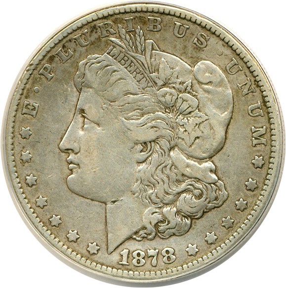 image for: 1878 8TF $1 VAM 14.3  Doubled Bow ANACS XF40 Details (Cleaned)