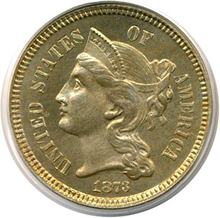 image for: 1873 3cN Closed 3 PCGS/CAC Proof 65