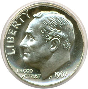 image for: 1967 10c SMS PCGS MS67 Cameo