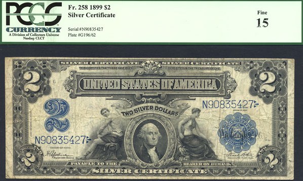 image for: Fr.258 1899 $2 Mechanics & Agriculture PCGS F15  [N90835427]