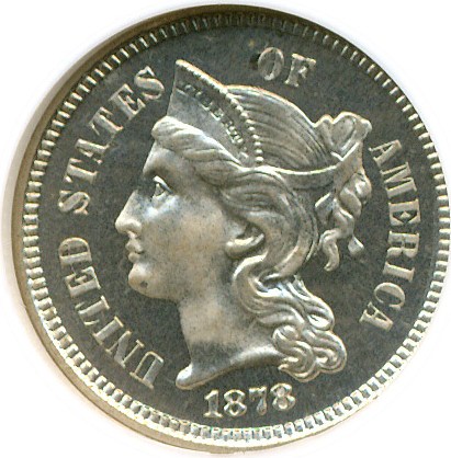image for: 1878 3cN  NGC Proof 67 Cameo