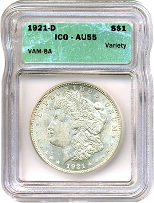 image for: 1921-D $1 VAM 8A ICG AU55