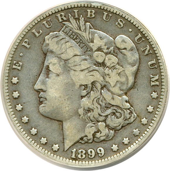 image for: Top 100 VAM: 1899-O $1 VAM 4  Micro O ANACS F12