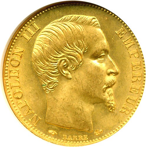 image for: France: 1857-A 20 Fr  NGC MS65  (KM-781.1)
