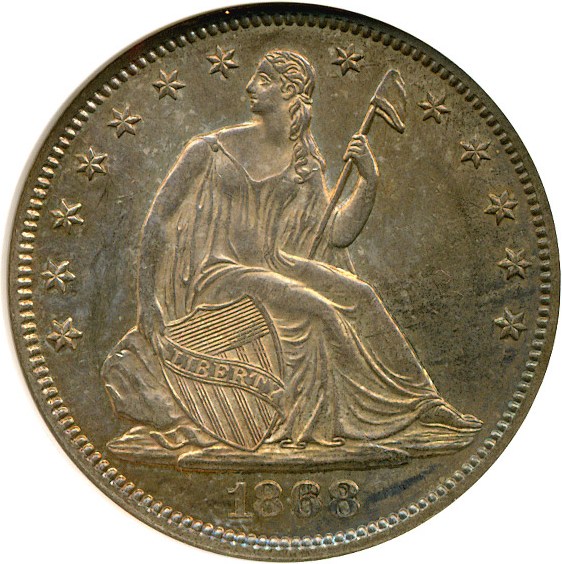 image for: 1868 50c  NGC AU58 