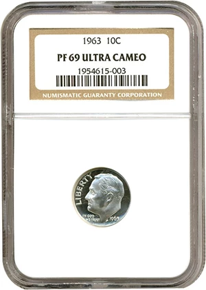 image for: 1963 10c NGC Proof 69 UCameo