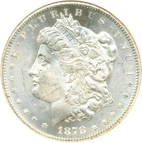 image for: Top 100 VAM: 1878-CC $1 VAM 11  Lines in Wing NGC MS63 