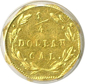 image for: Cal Gold: 1871 25c BG-767 PCGS AU58