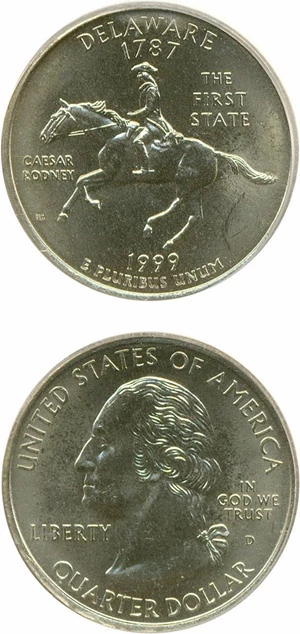 image for: 1999-D 25c Delaware ICG MS67