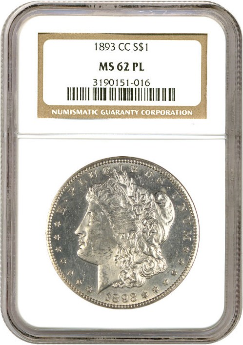 image for: 1893-CC $1  NGC MS62 PL