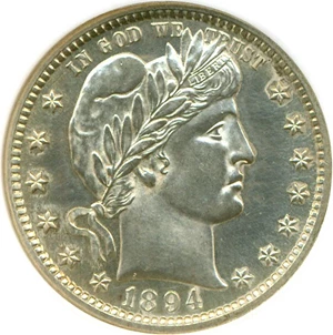 image for: 1894 25c DGS Proof 60 (Cleaned)