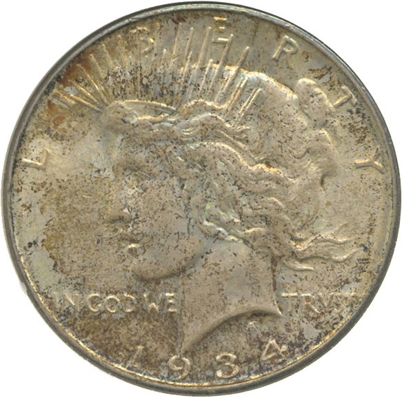 image for: Top 50 VAM: 1934-D $1 VAM 3  DD Obv MOTTO Lrg D NGC MS62 