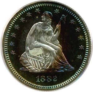 image for: 1882 25c PCGS Proof 64 DCameo *Color*