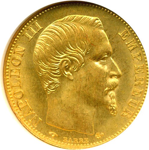 image for: France: 1857-A 20 Fr  NGC MS65  (KM-781.1)