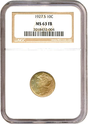 image for: 1927-S 10c NGC MS63 FB