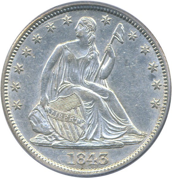image for: 1843 50c  PCGS AU55