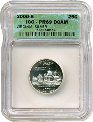 image for: 2000-S 25c Virginia ICG Proof 69 DCameo