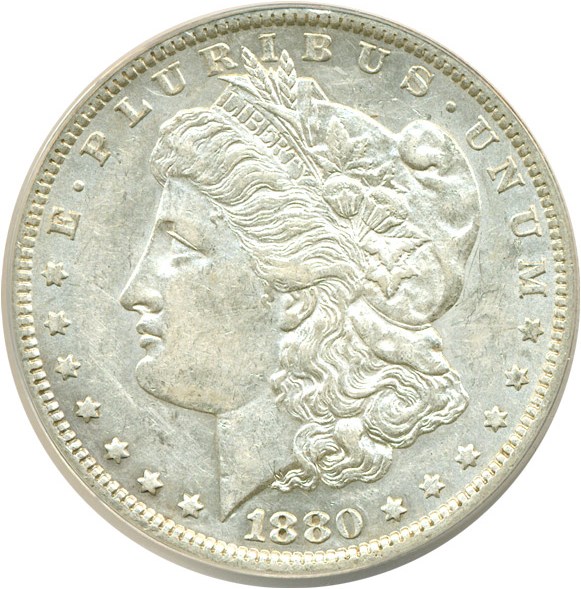 image for: Top 100 VAM: 1880-O $1 VAM 6A  8/7 ANACS AU50 