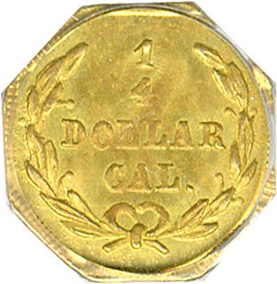 image for: Cal Gold: 1873 25c PCGS MS66 (BG-728)