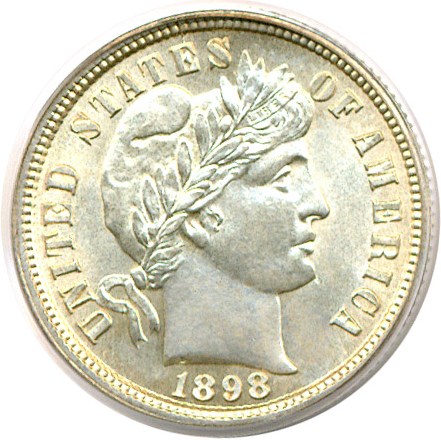 image for: 1898 10c  PCGS MS64