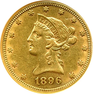 image for: 1896-S $10 NGC AU50