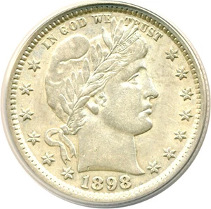 image for: 1898 25c ANACS AU50 (RPD, L-102)