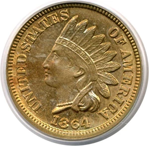 image for: 1864 1c CN PCGS MS64 (Snow-2, RPD)