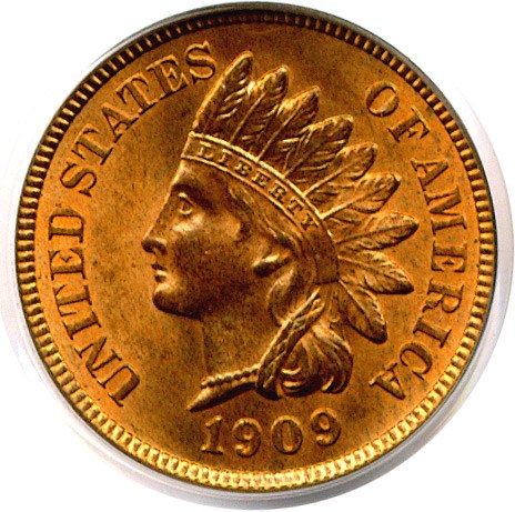 image for: 1909 1c Indian PCGS MS65 RD