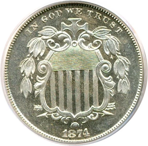 image for: 1874 5c PCGS Proof 65