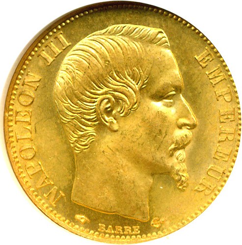 image for: France: 1857-A 20 Fr  NGC MS64  (KM-781.1)