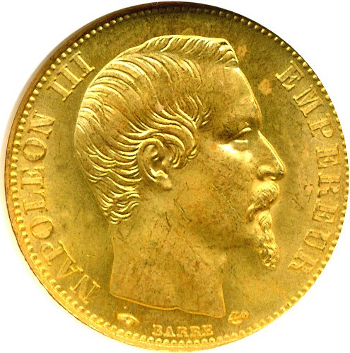 image for: France: 1857-A 20 Fr  NGC MS63  (KM-781.1)