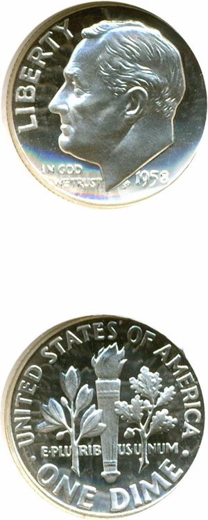 image for: 1958 10c NGC Proof 69 Cameo